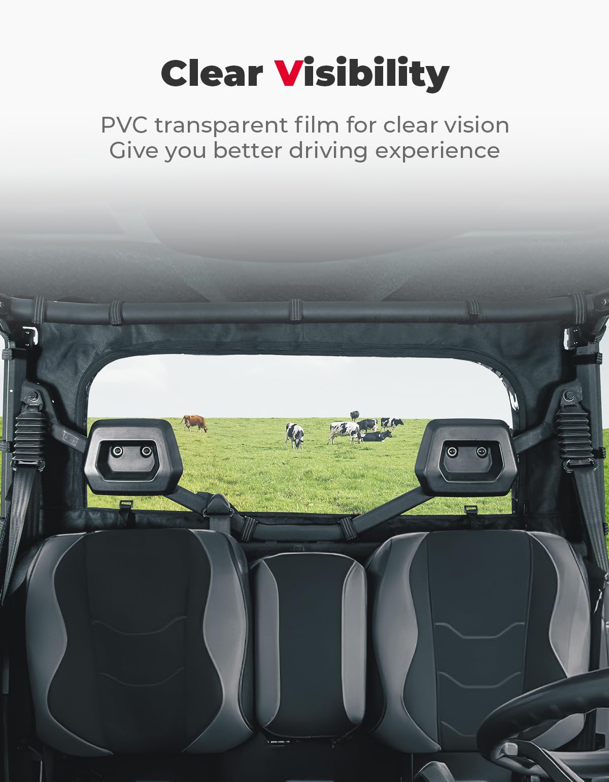 Soft Rear Windshield with Zipper for Can-Am Defender HD10|9|8|7|5 – fits Can-Am Defender HD7