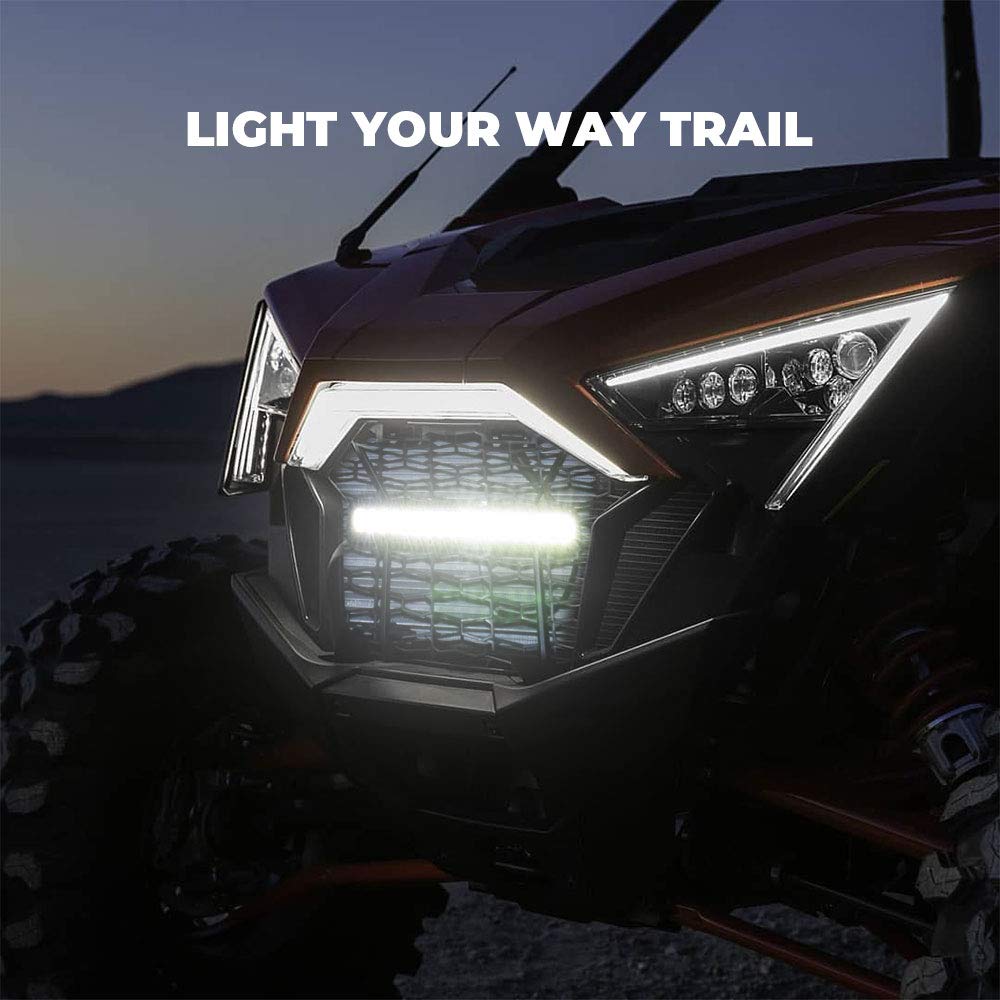 Front Mesh Grill with LED Light Bar for Polaris RZR PRO XP/TURBO R – fits Polaris RZR Pro XP 4
