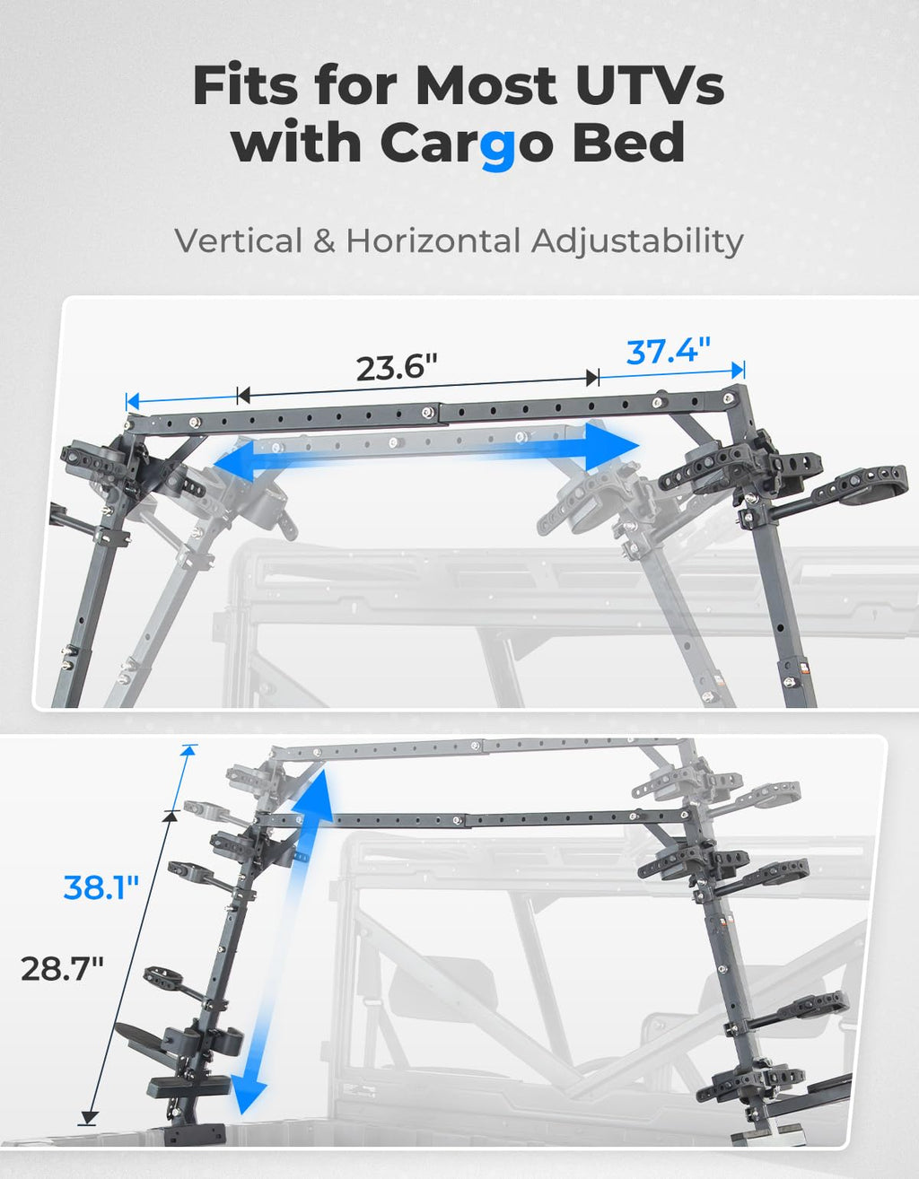 UTV Double Crossbow Rack for Polaris Ranger General Pioneer – fits Polaris General 1000 (view 3)