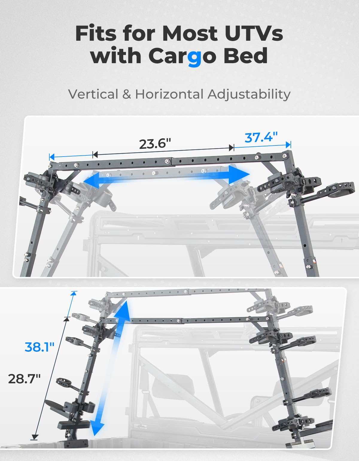 UTV Double Crossbow Rack for Polaris Ranger General Pioneer – fits Polaris General 1000 (view 3)