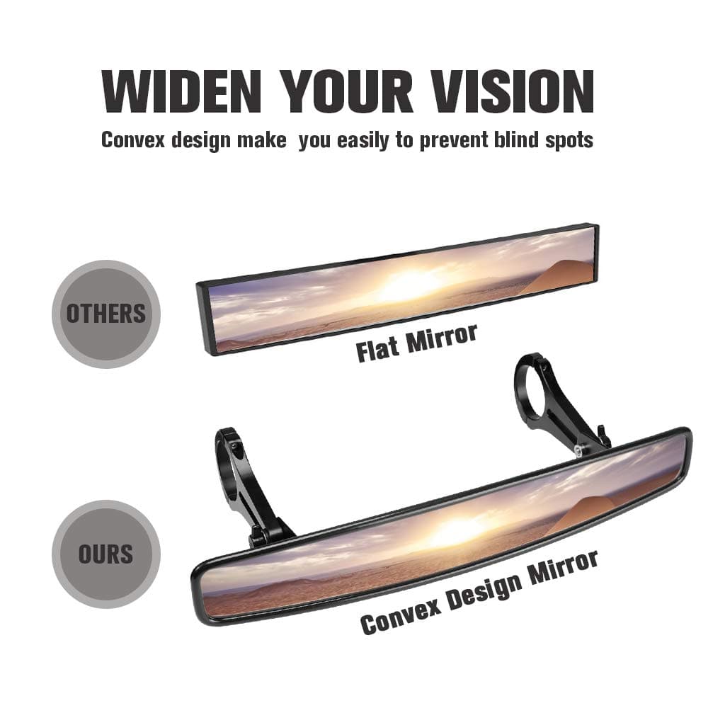 Rear View Mirror with 1.75" Clamps and Convex Design for Polaris RZR – fits Polaris RZR Pro XP (view 3)