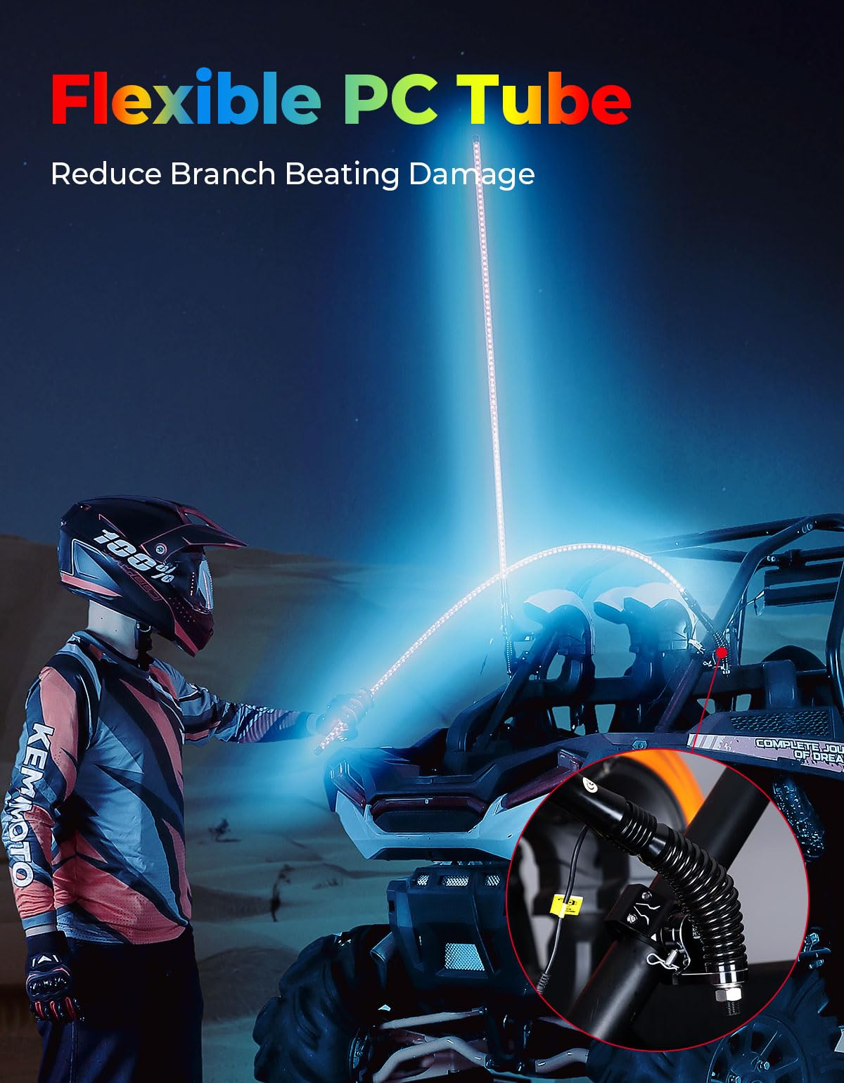 2PCS 5FT UTV Whip Lights with Spring Bases