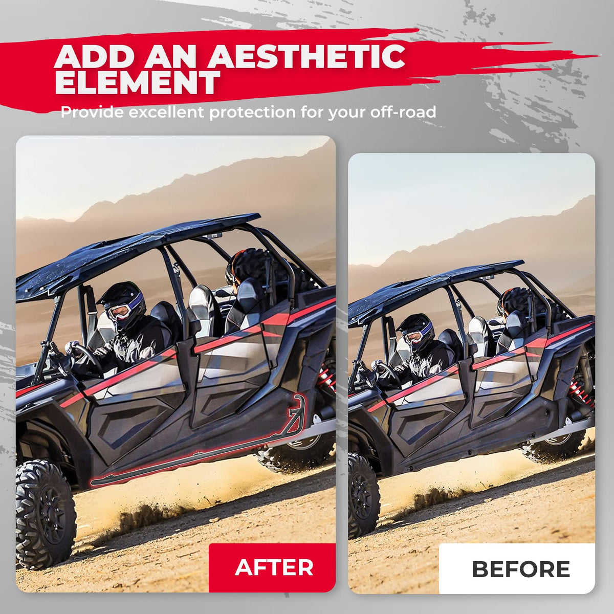 Steel Nerf Bars Fit Polaris RZR XP 4 1000 / 4 Turbo 2014-2023