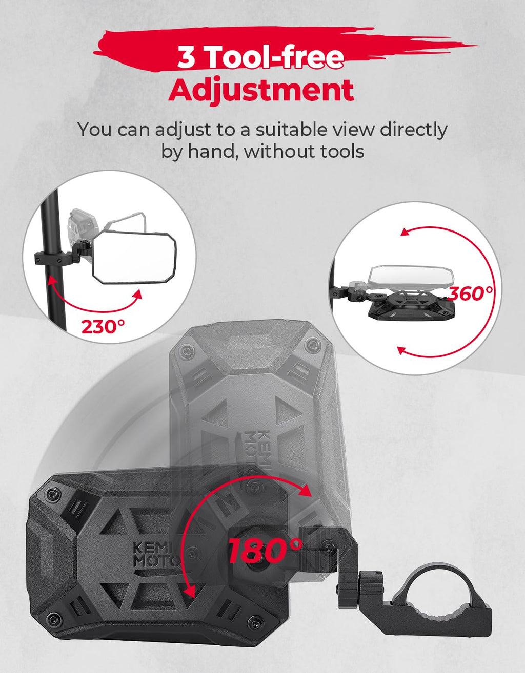 UTV Side Mirrors, Tool-free Multi-Adjustment for Can Am Maverick X3/ RZR w/ 1.65-2" Roll bar – fits Can-Am Maverick X3...