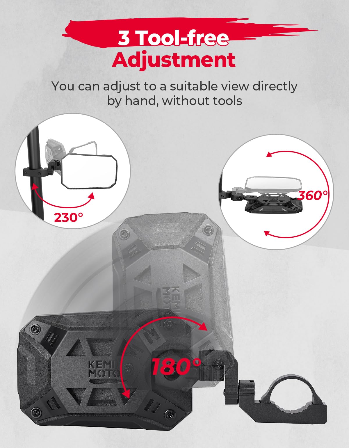 UTV Side Mirrors, Tool-free Multi-Adjustment for Can Am Maverick X3/ RZR w/ 1.65-2" Roll bar – fits Can-Am Maverick X3...
