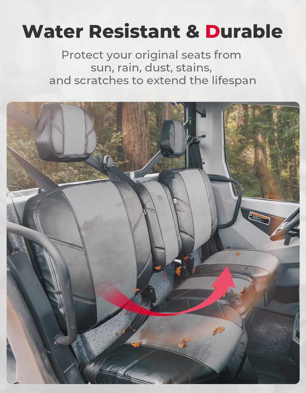 Split Bench Seat Covers Leather for Can Am Defender HD10|9|8|7