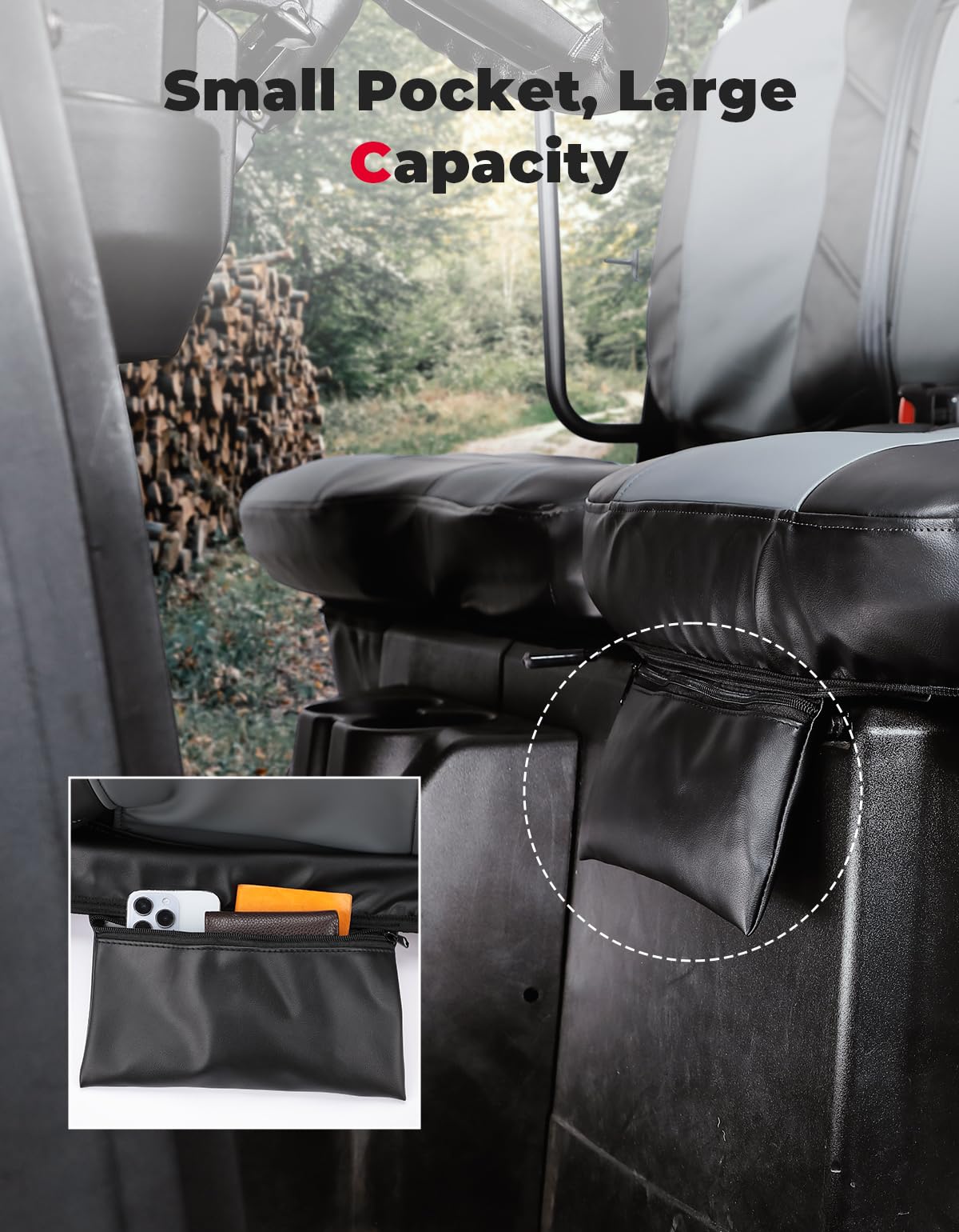 UTV Leather Seat Covers with Pocket for Polaris Ranger XP 1000/Crew