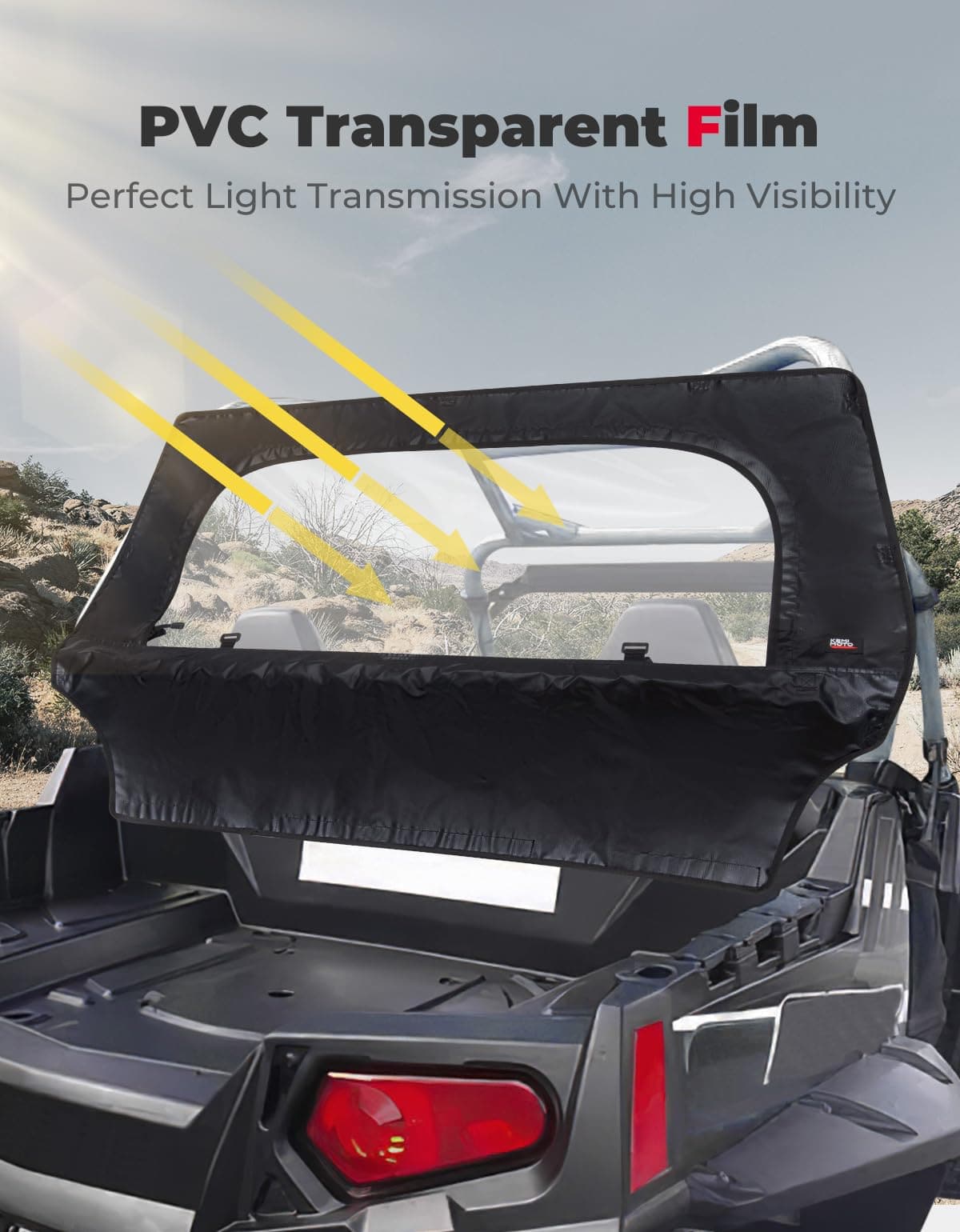 UTV Rear Windshield with Zipper for Polaris RZR 570, RZR Trail 570, 800, S 800, 900 – fits Polaris RZR 900