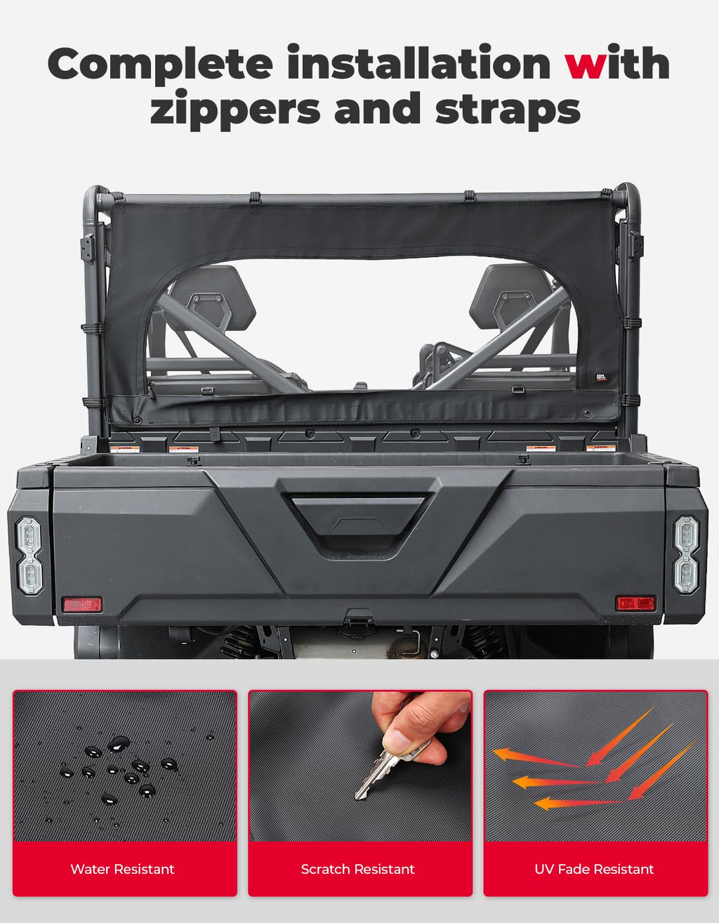 Rear Soft Windshield with Zipper for CFMOTO Uforce 1000/1000XL