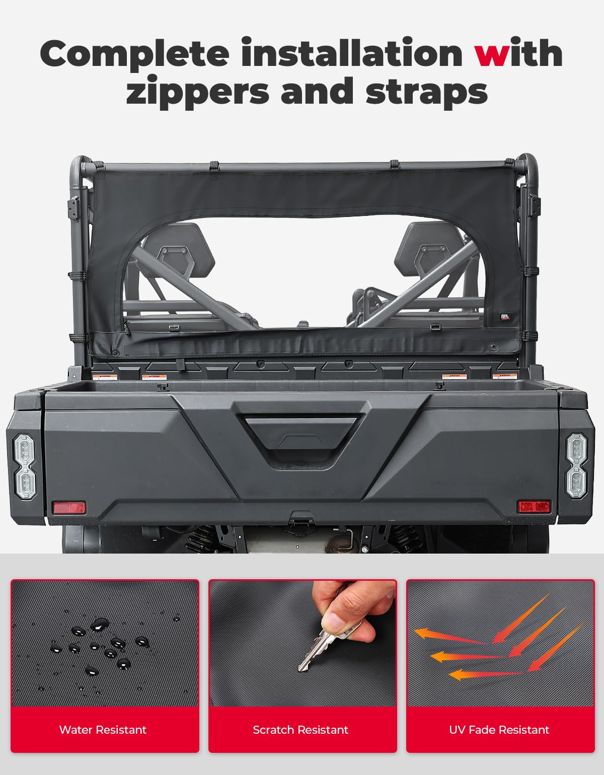 Rear Soft Windshield with Zipper for CFMOTO Uforce 1000/1000XL