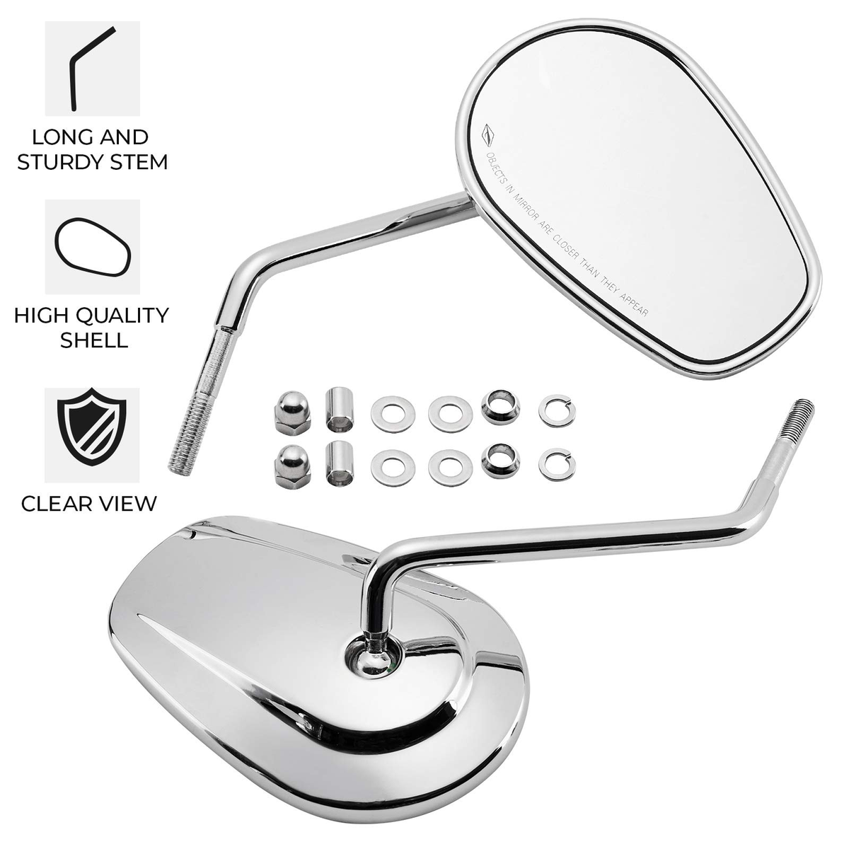 Side Rear View Mirrors with M8 Thread for Harley – fits Polaris Ranger (view 4)