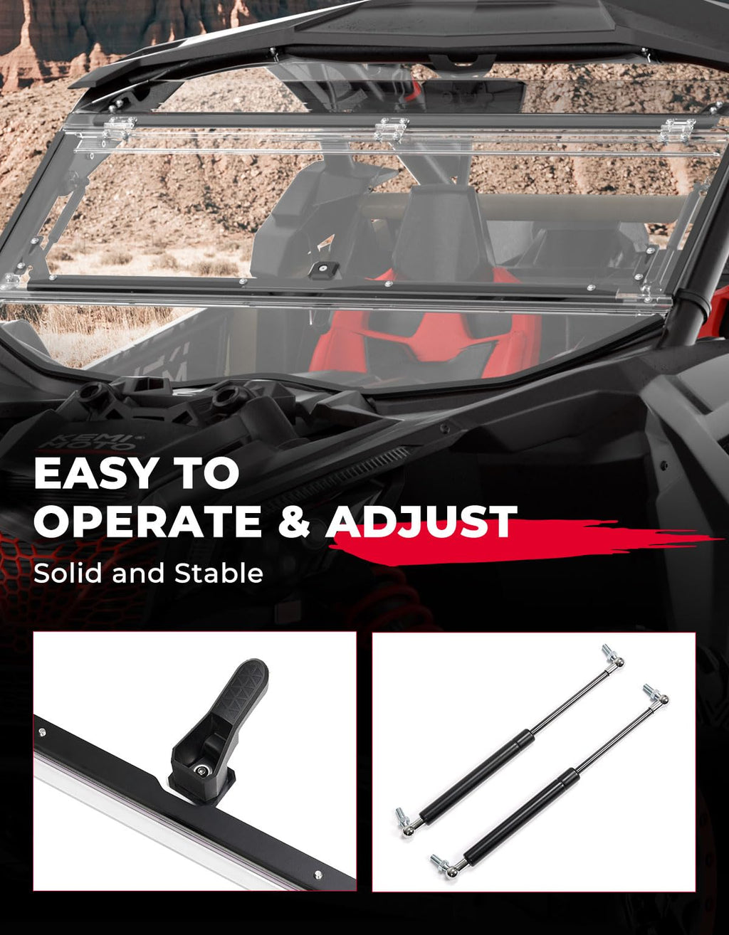 Upgraded Scratch Resistant Flip Windshield for Can-Am Maverick X3/X3 MAX – fits Can-Am Maverick X3 2-Seat (view 5)