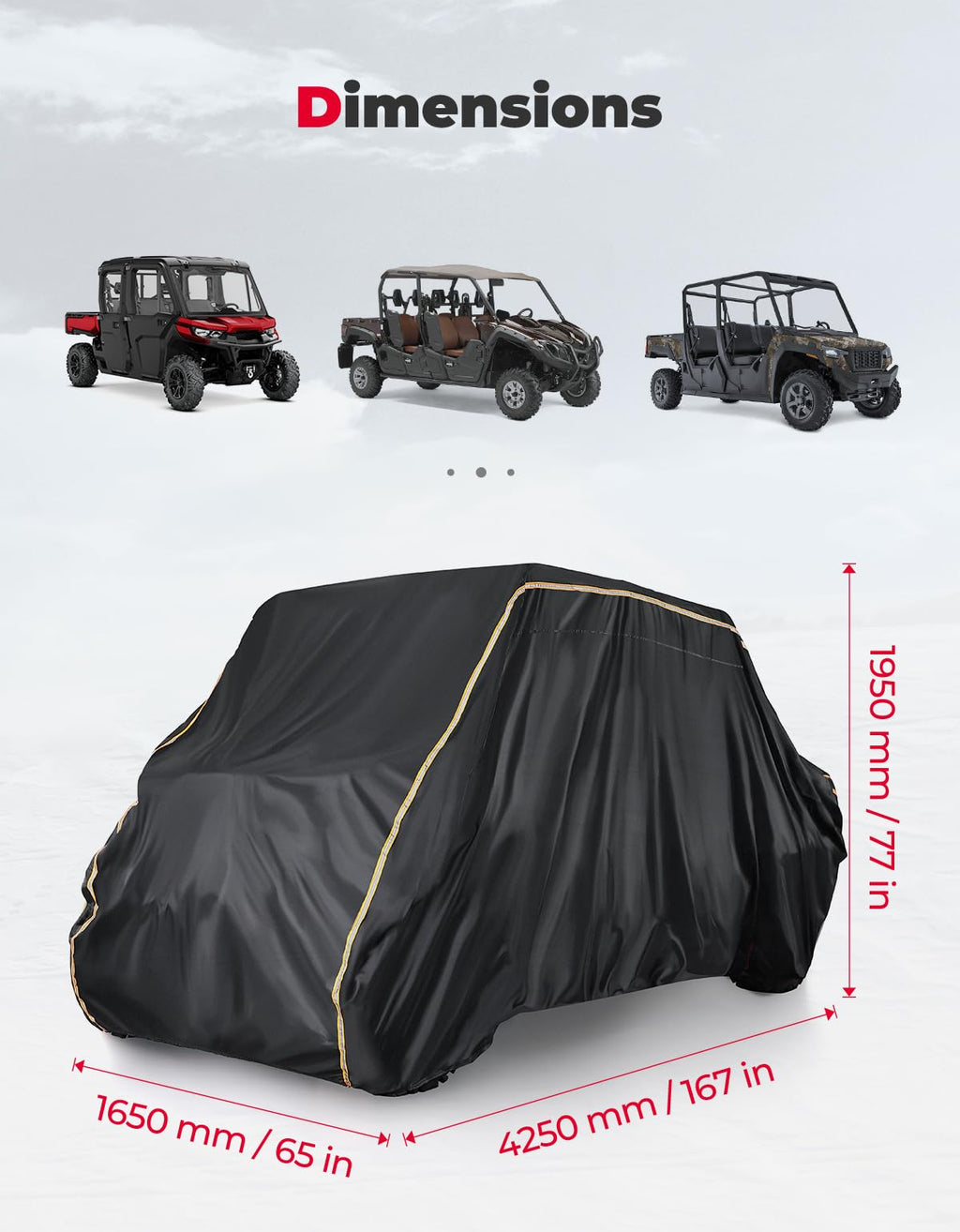 4-6 Seater UTV 420D Cover for Can-Am Defender MAX PRO / Arctic Cat Prowler – fits Can-Am Defender (view 4)