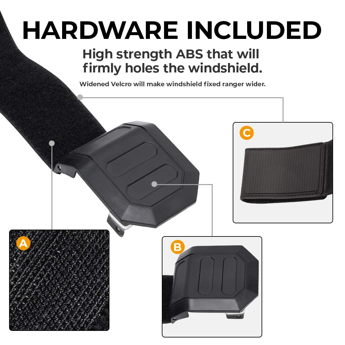 Front Full Windshield with 4 Black Clamps for Polaris RZR – fits Polaris RZR XP Turbo