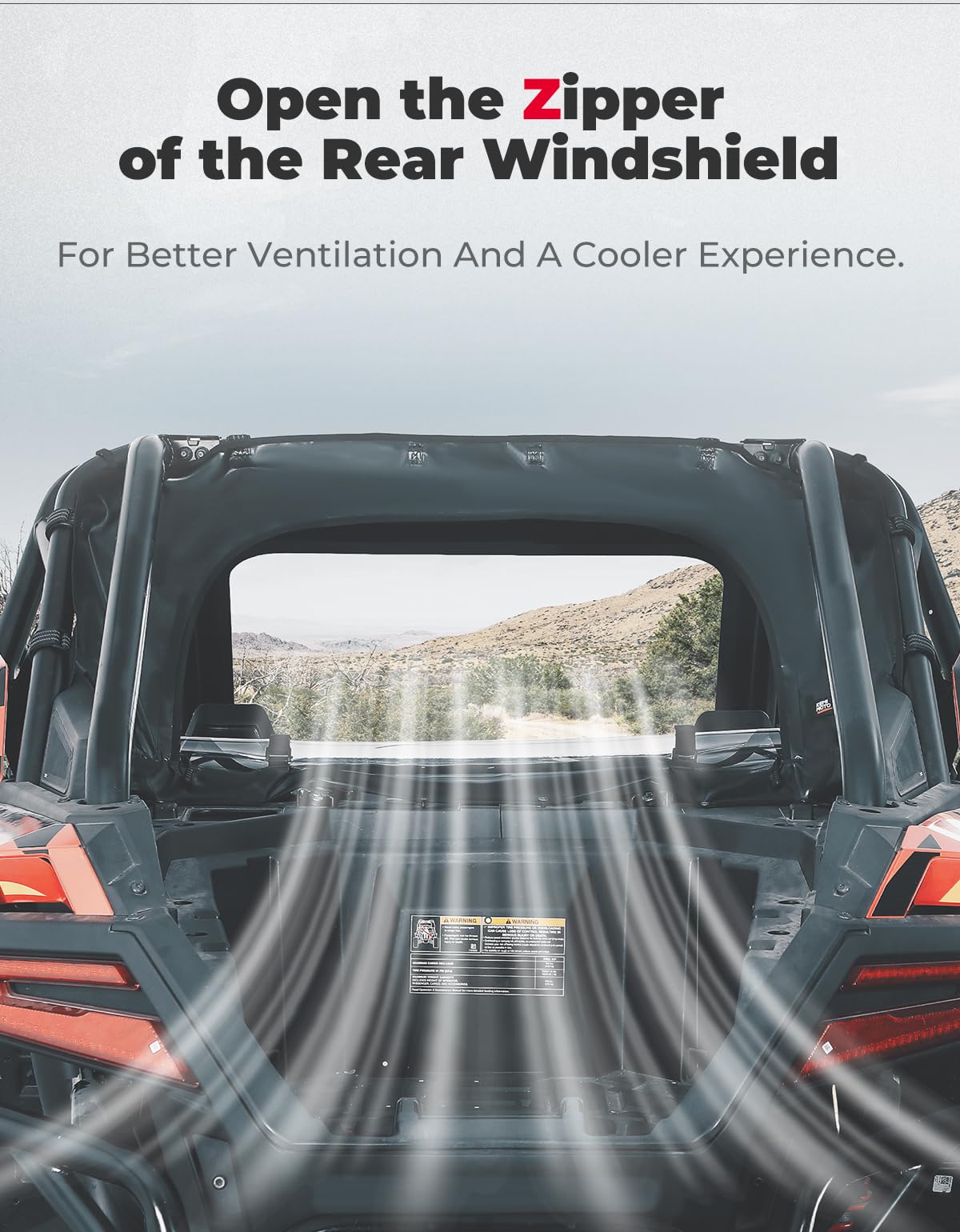 UTV Soft Rear Windshield for RZR PRO XP /Turbo R – fits Polaris RZR Turbo R (view 4)