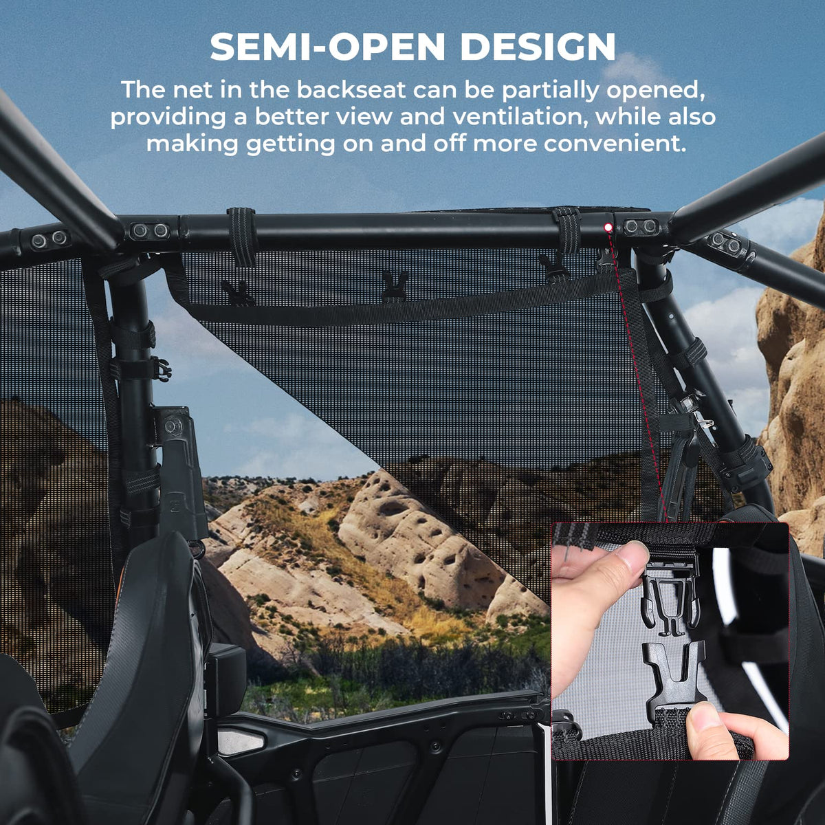 PVC Mesh Window Nets Door Nets for Polaris RZR XP 1000 4 Door 2014-2023 – fits Polaris RZR XP 4 1000 (2014-2023) (view 4)