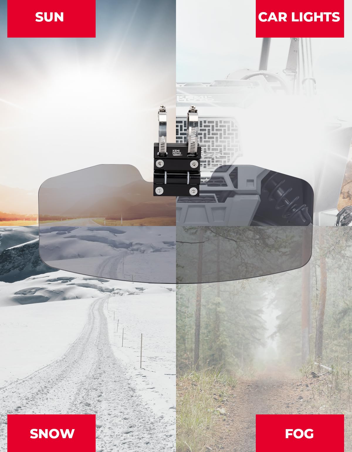 UTV Sun Visor Fit 1.5-2 in Roll Bars UTV Side X Side with Windshield – fits Polaris Ranger (view 5)