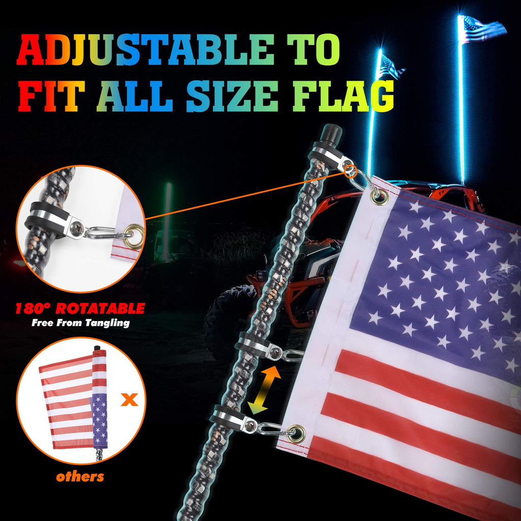 2pcs 5FT UTV Spiral Whip Light with RF Remote Control