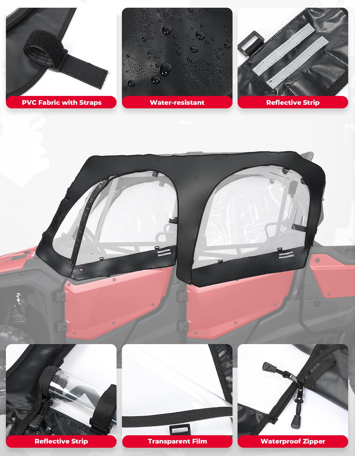Soft Upper Door Cab Enclosure Set for Honda Pioneer 1000-6 – fits Honda Pioneer 1000-6 (view 4)