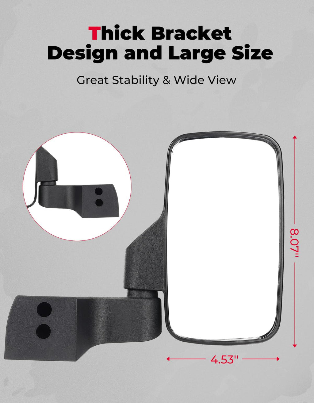 Door Mounted Side View Mirrors for Polaris Ranger/ Commercial Pro XD (1 Pair) – fits Polaris Ranger (view 4)