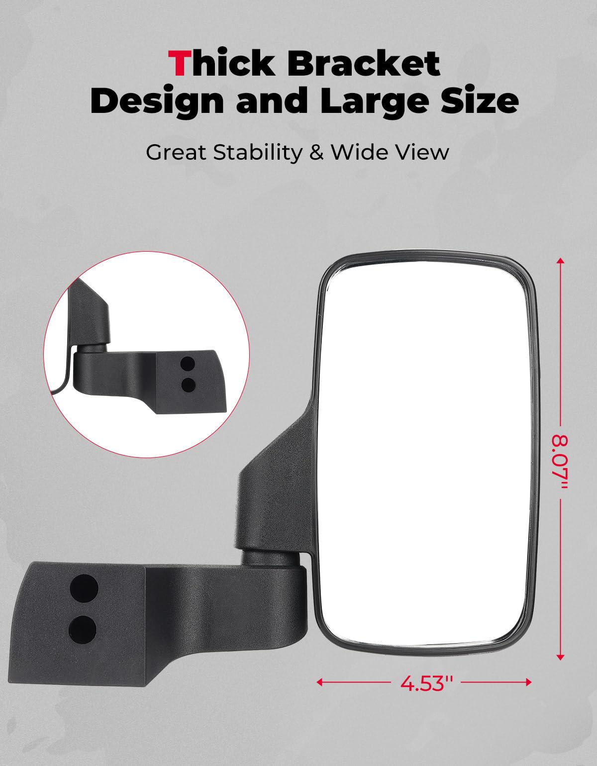 Door Mounted Side View Mirrors for Polaris Ranger/ Commercial Pro XD (1 Pair) – fits Polaris Ranger (view 4)