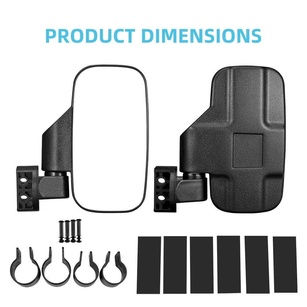 360 Degree Adjustable Side Mirrors for Can Am Maverick X3/ RZR w/ 1.75" -2" Roll Bar(1 pair)
