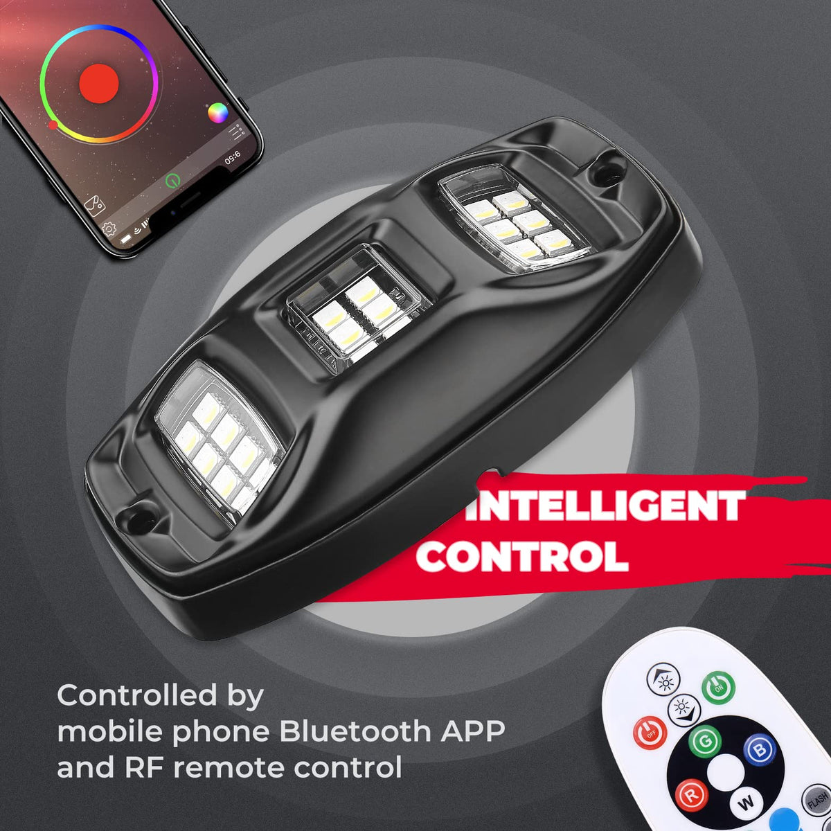 Universal 6 Pods RGB Rock Light Kit for UTV ATV Jeep Truck SUV Car