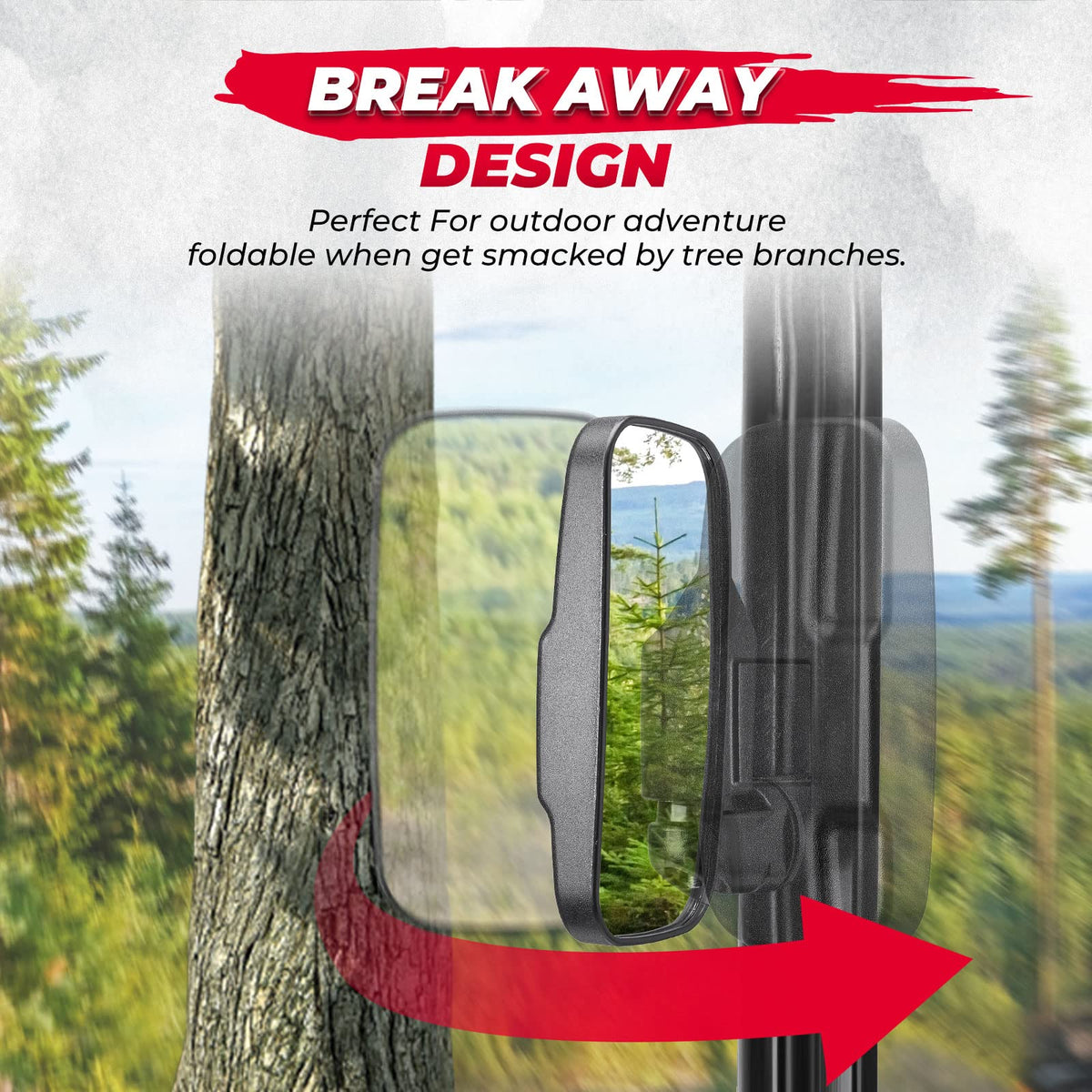 UTV Mirror Set for Ranger 500 570 900 1000 XP w/Pro-Fit tube cages – fits Polaris Ranger XP 1000