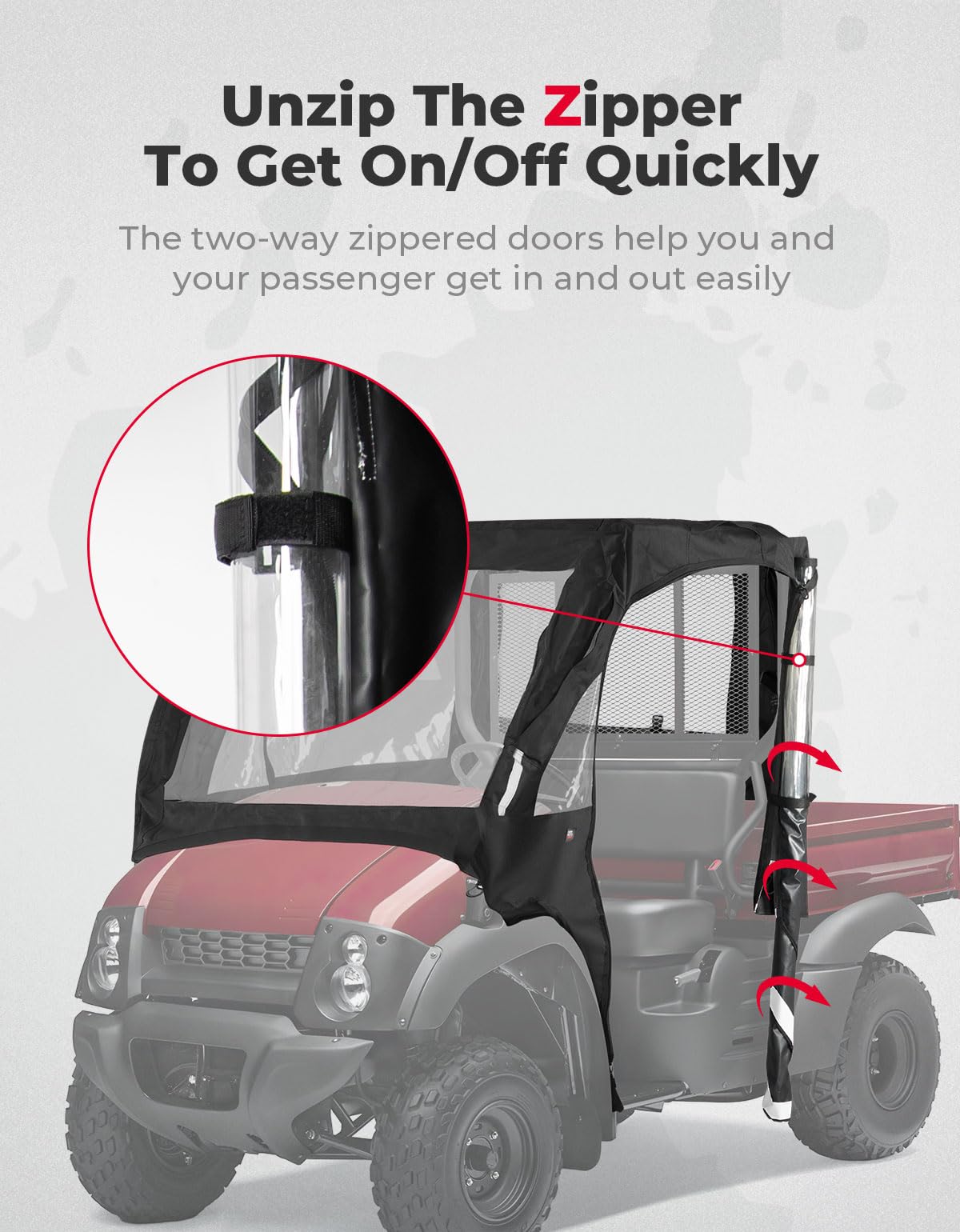 Soft Cab Enclosure Doors for Kawasaki Mule 600 610 (2015 models and older) – fits Kawasaki Mule 600 / 610 (view 3)