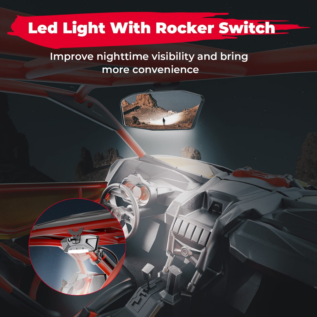 LED Rear Mirror w/Interior Lights for Can-Am Maverick X3 / X3 MAX – fits Can-Am Maverick X3 MAX (view 4)