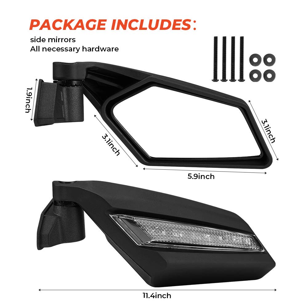 One Pair LED Side Mirrors for Can-Am Maverick X3 | X3 MAX – fits Can-Am Maverick X3 MAX (view 4)