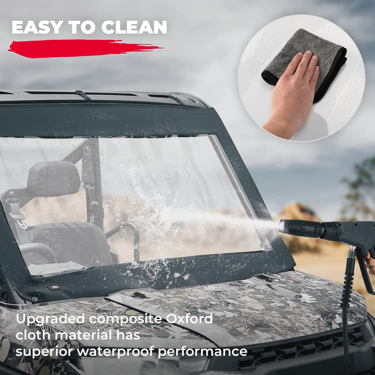 Soft Front Windshield, PVC Waterproof Panel for Ranger XP 1000 / Crew 2017-2024 – fits Polaris Ranger XP 1000 (view 4)
