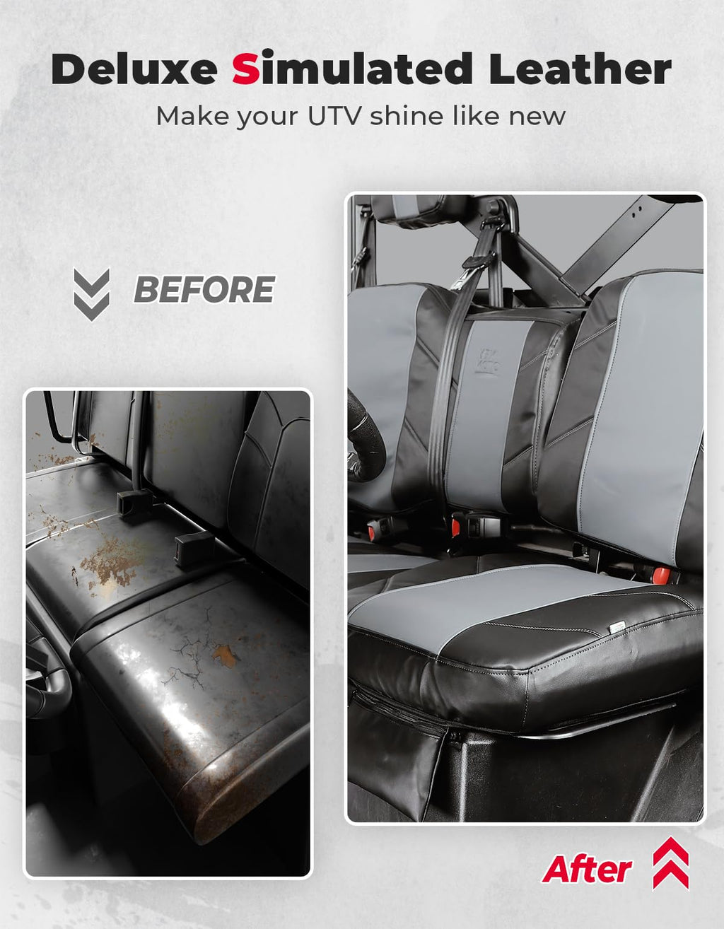 UTV Leather Seat Covers with Pocket for Polaris Ranger XP 1000/Crew