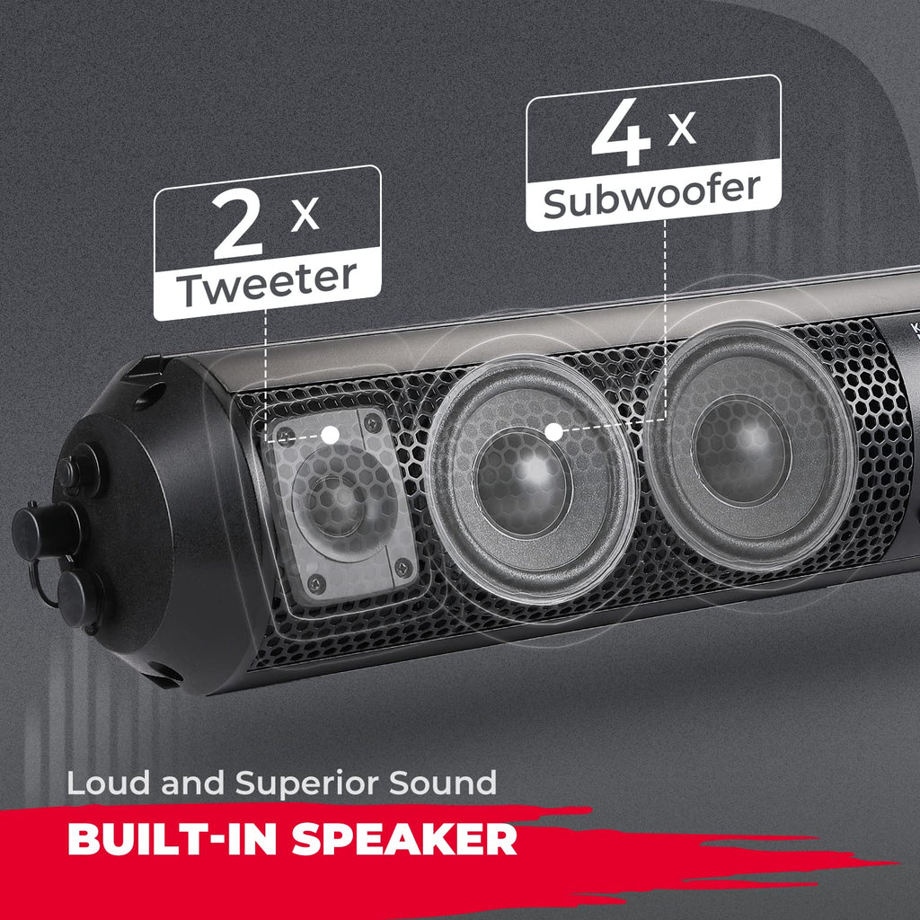 6 Speaker 28" UTV Bluetooth Sound Bar for Can Am Maverick/X3/ Trail/ Defender/ Commander – fits Can-Am Maverick X3 2-Seat...