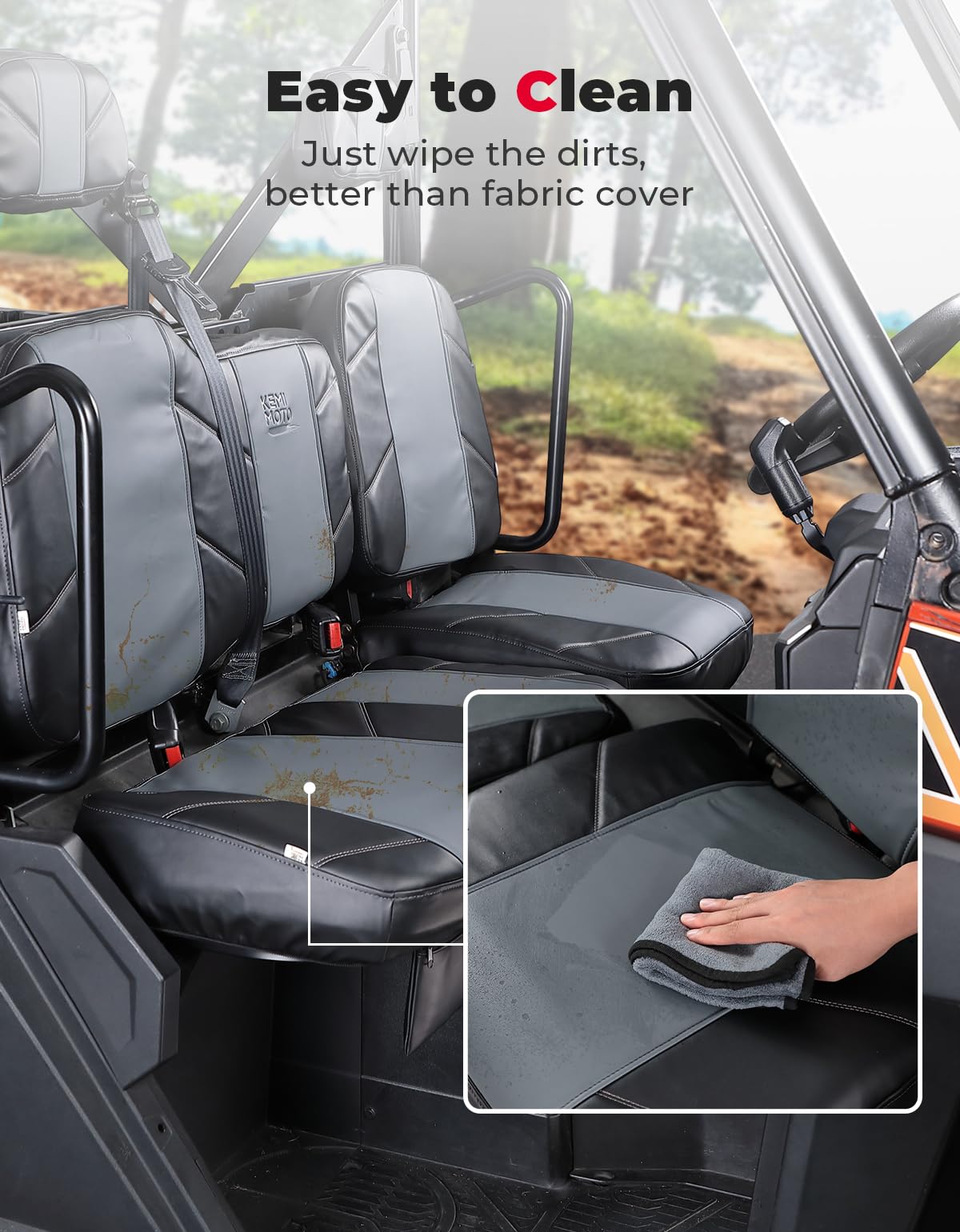 UTV Leather Seat Covers with Pocket for Polaris Ranger XP 1000/Crew