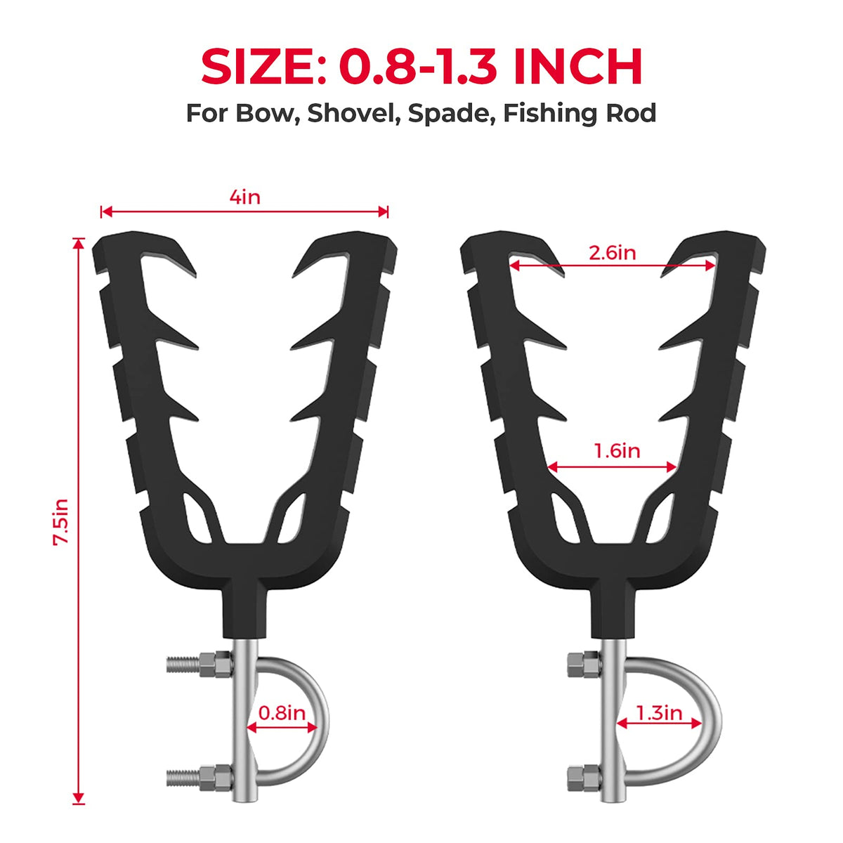 ATV Gun Mount and Bow Tools Rack with Rubber Straps