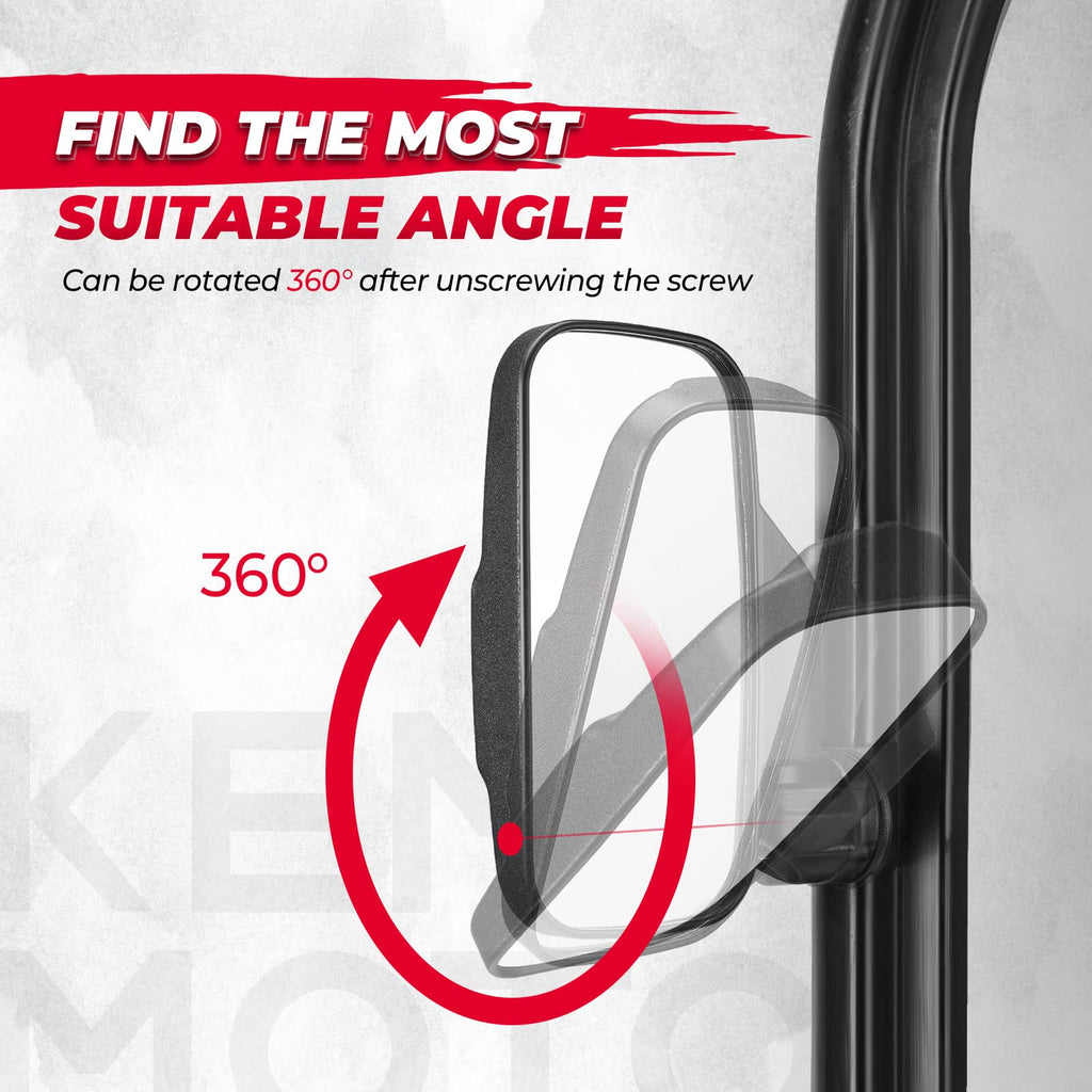UTV Mirror Set for Ranger 500 570 900 1000 XP w/Pro-Fit tube cages – fits Polaris Ranger XP 900