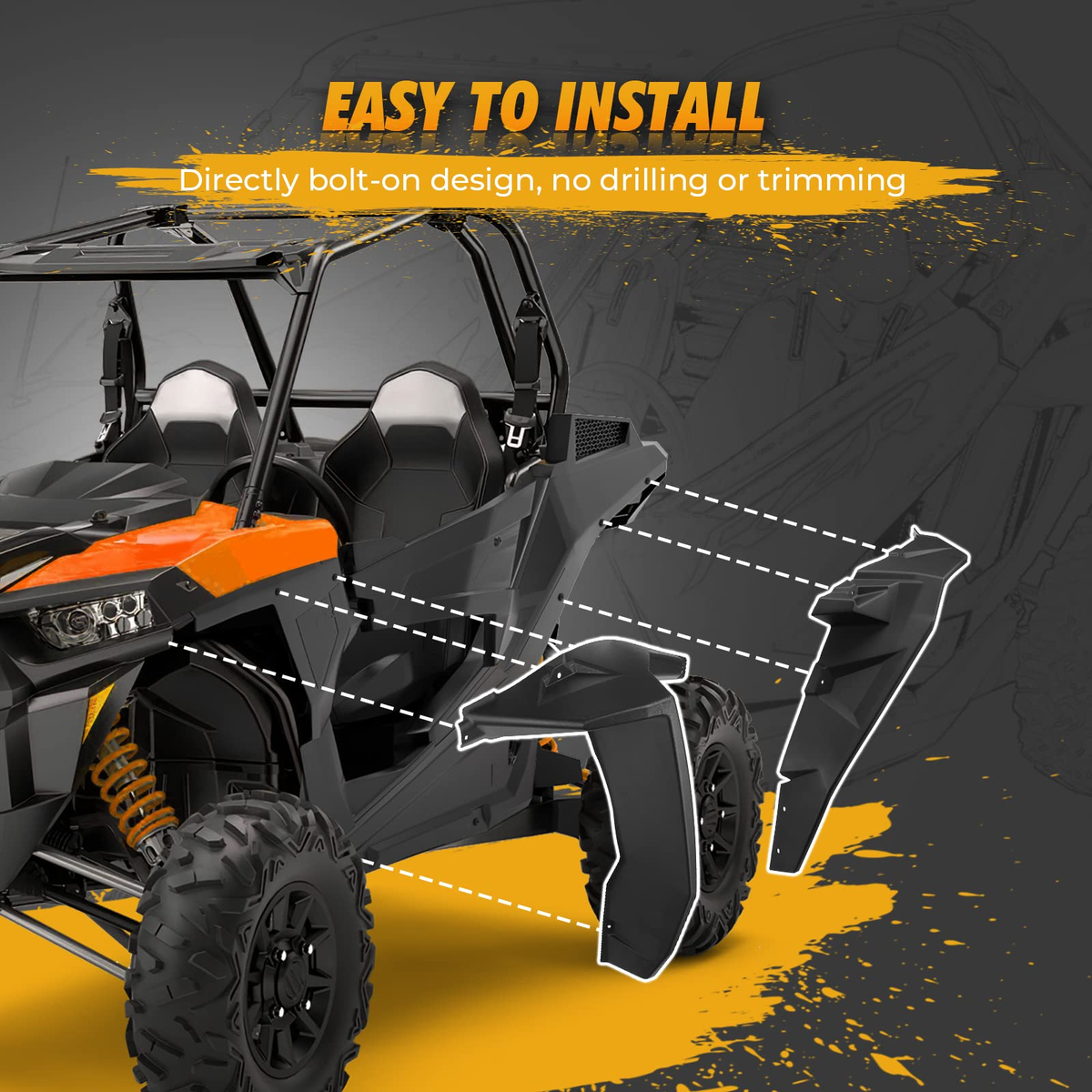 Fender Flares 8.5 Inch Mud Flap for Polaris RZR XP 1000/4 – fits Polaris RZR XP Turbo