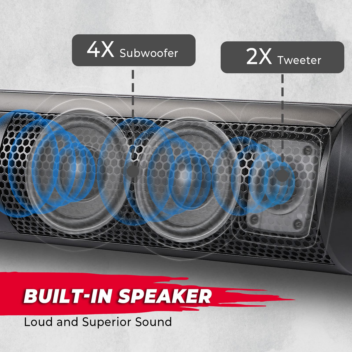 SxS UTV Sound Bar System Bluetooth Speaker 500W 28" Outdoor Marine Soundbars – fits Polaris RZR Pro XP (view 5)