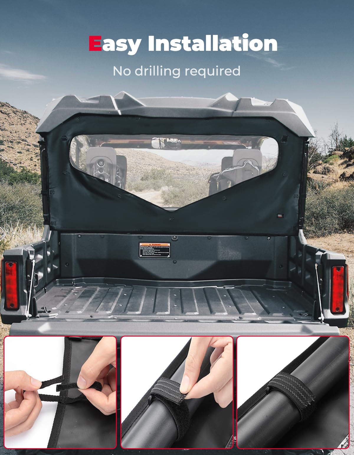 UTV Roll Up/ Down Soft Rear Window for Honda Pioneer 1000-6 – fits Honda Pioneer 1000-6 (view 5)