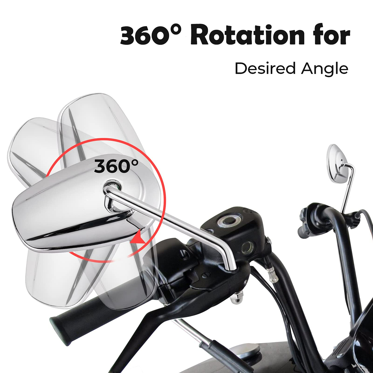 Side Rear View Mirrors with M8 Thread for Harley – fits Polaris Ranger (view 6)