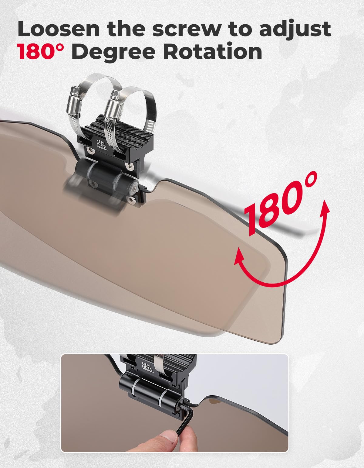 Oversized Upgraded UTV Sun Visor Mirror for 1.5”-2” Roll Bars – fits Polaris Ranger (view 5)