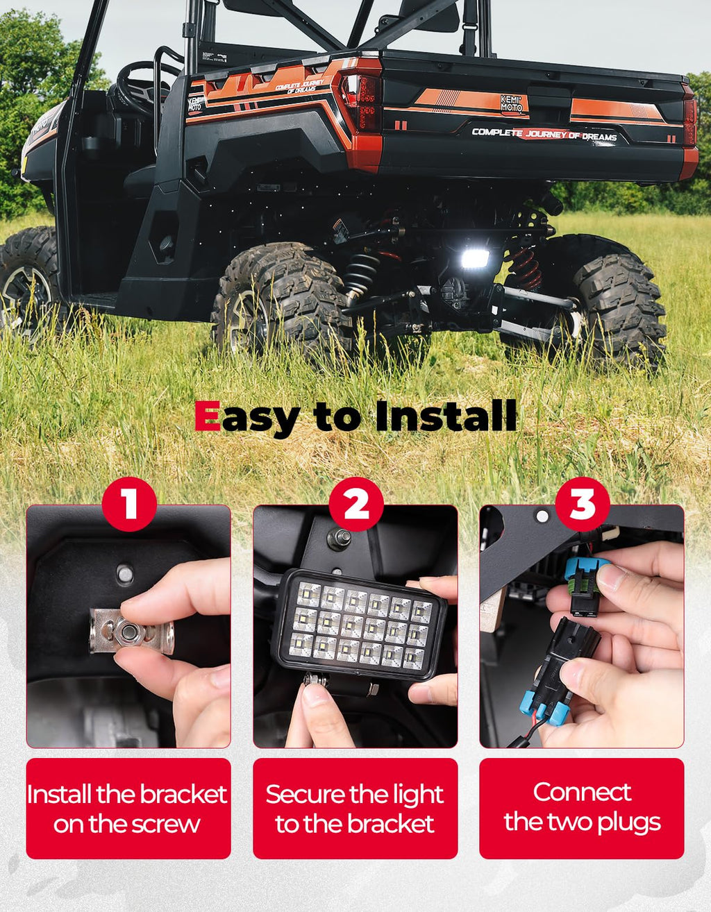 Upgraded Backup Light with Switch for Ranger XP 1000/Crew 2018-2024