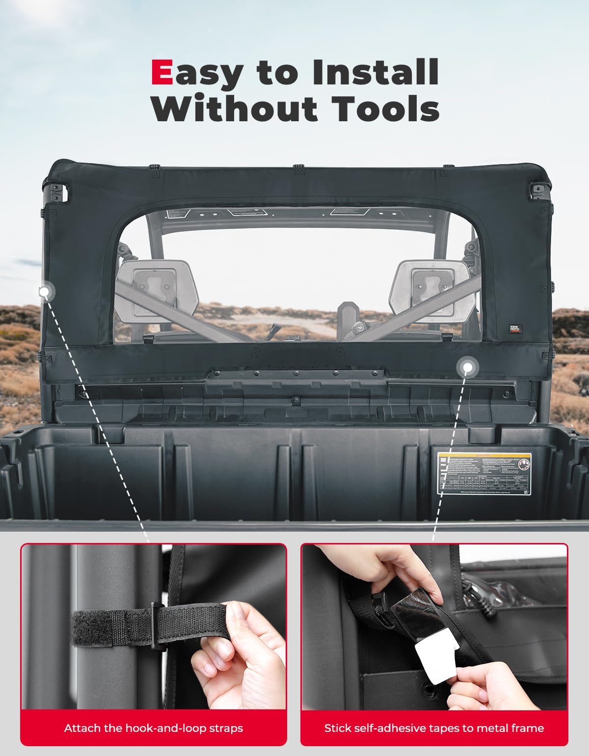 Soft Rear Windshield with Zipper for Can-Am Defender HD10|9|8|7|5 – fits Can-Am Defender HD9