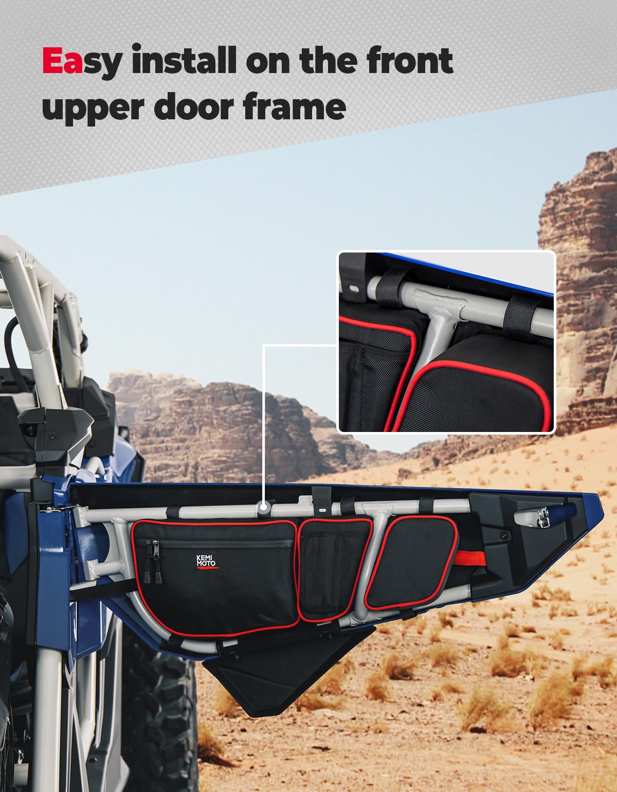 Door Bags with Removable Knee Pads for Can-Am Maverick X3 - Red – fits Can-Am Maverick X3 2-Seat (view 5)