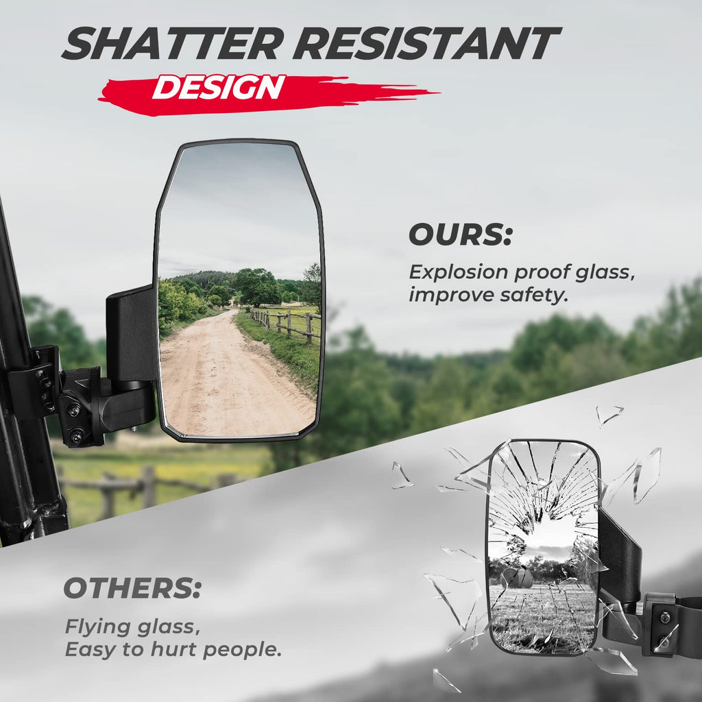Wider UTV Side Mirrors Pro-Fit for Polaris Ranger XP/ General/ Defender (1 pair)