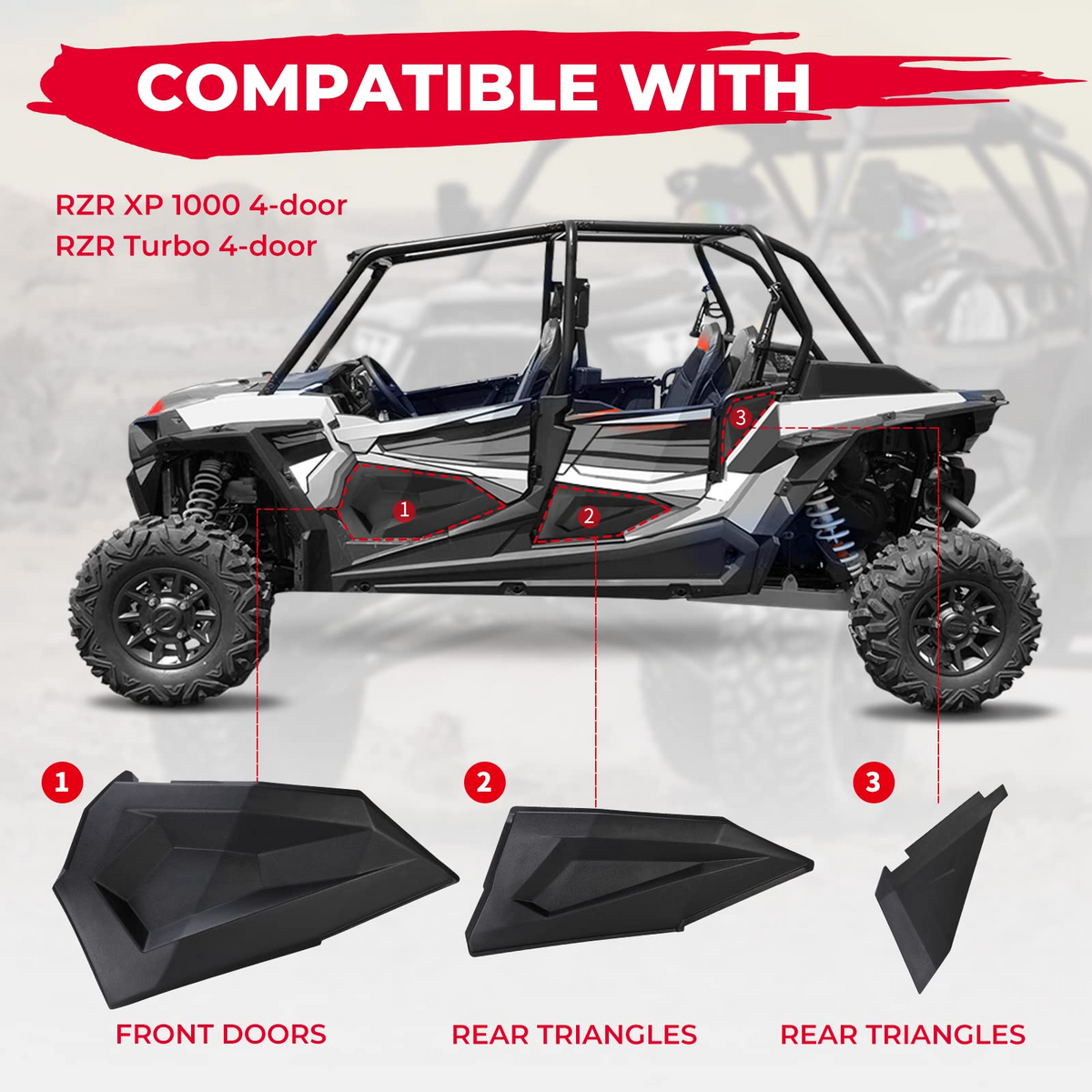 Lower Doors Panel Inserts For Polaris RZR XP4 1000 2014-2023 (4 Doors)