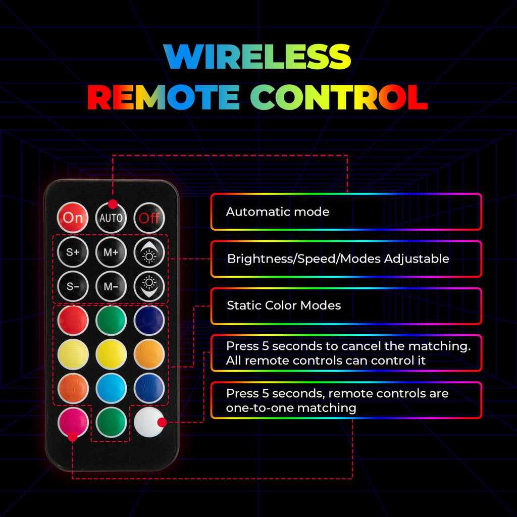 UTV ATV 5FT 2PCS Spiral Whip Light Bluetooth Control w/ Turn Signal Function