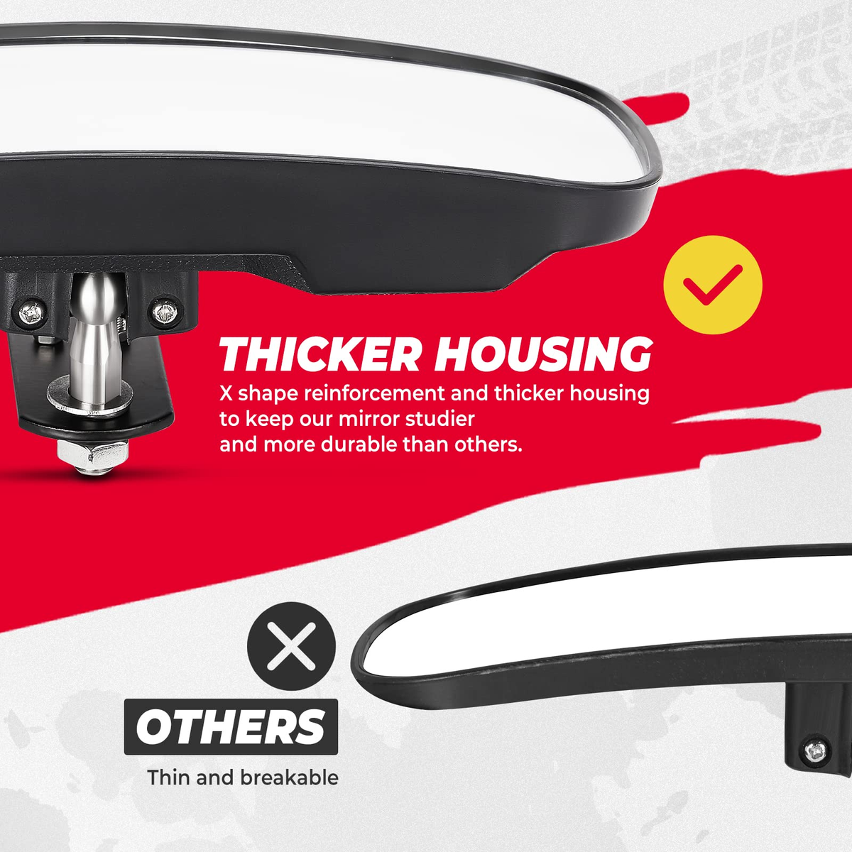 Rear View Mirror for Polaris Ranger 500 570 900 XP 1000 XP