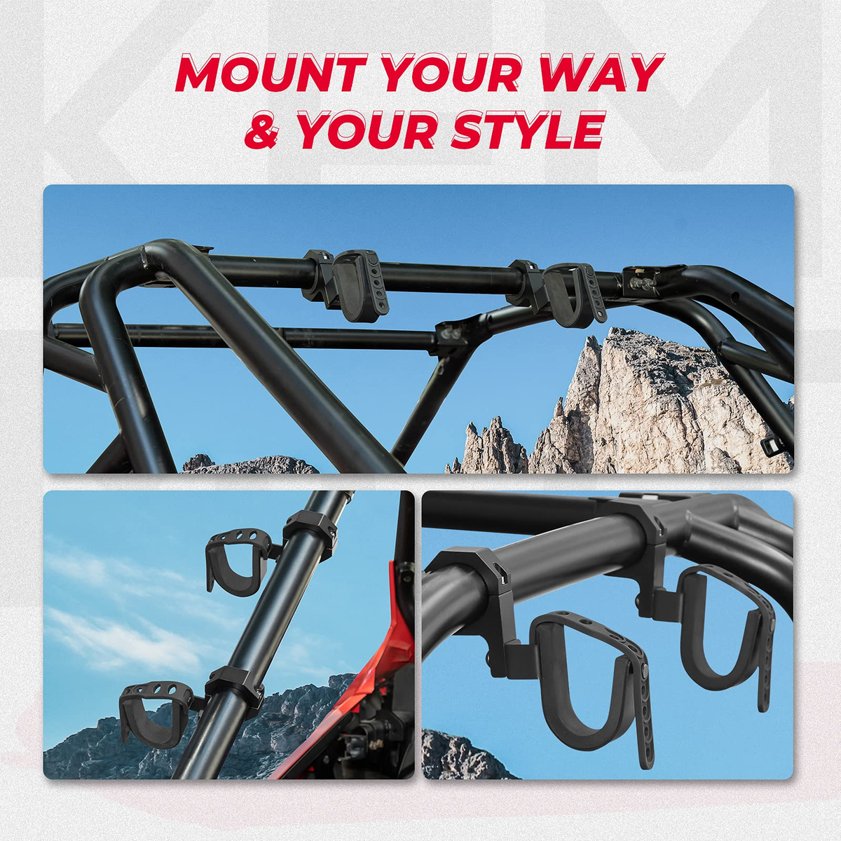 UTV Shotgun Holder Fit 1.75” 2” Roll Bars Ski Rack Bow Rack (2 pieces) – fits Polaris Ranger (view 6)